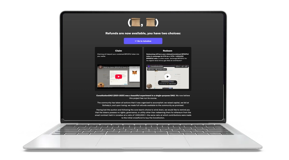 ConstitutionDAO PEOPLE coin: community-led governance token